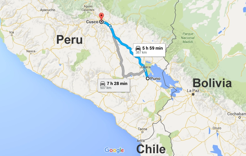Mapa distancia de cusco apuno